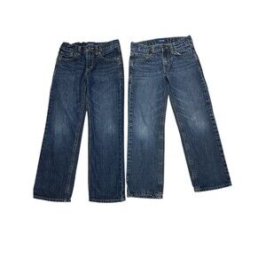 Old Navy Boys Bundle 2 Pair Straight Leg Jeans 8 Regular Adjustable Waist Kids